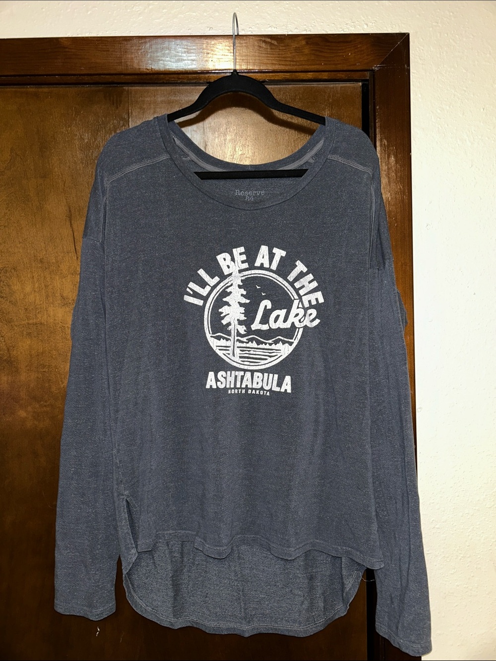 'I'll Be At The Lake' Long Sleeve Women’s XL Top - Navy Blue